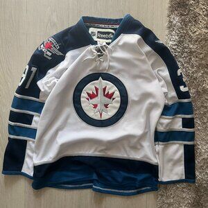 NHL Winnipeg Jets Jersey Reebok 52 Large #31 Pavelec CCM Home Hockey White Blue